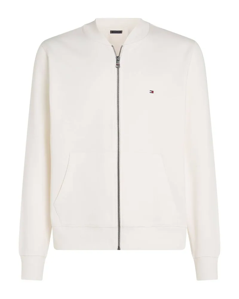 Tommy Hilfiger Herren Sweatjacke FLAG LOGO BASEBALL ZIP THROUGH Weiss