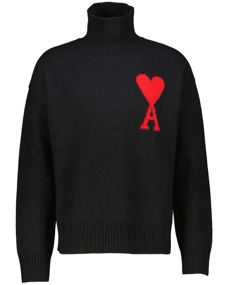 AMI Paris Herren Rollkragenpullover AMI DE COER Oversized Fit Schwarz