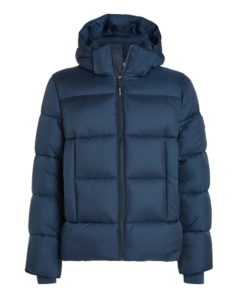 Calvin Klein Herren Steppjacke mit Kapuze PUFFER Regular Fit Blau