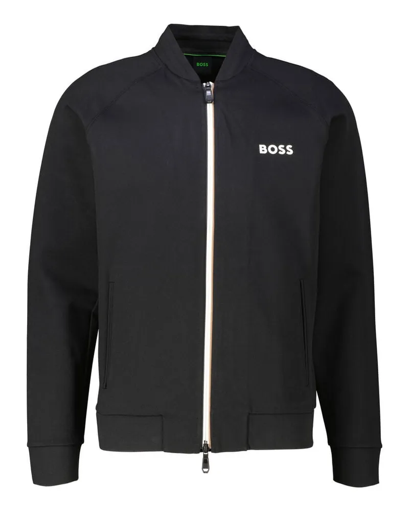 HUGO BOSS Herren Sweatjacke aus Stretch-Gabardine SAMOO Regular Fit Schwarz