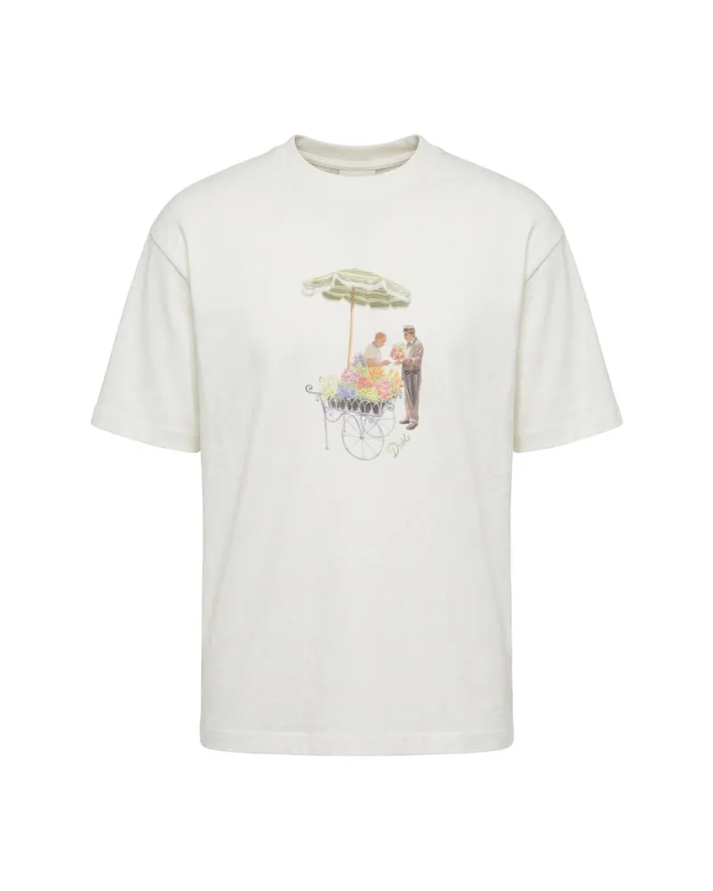 Drôle de Monsieur Herren T-Shirt FLEURISTE Weiss