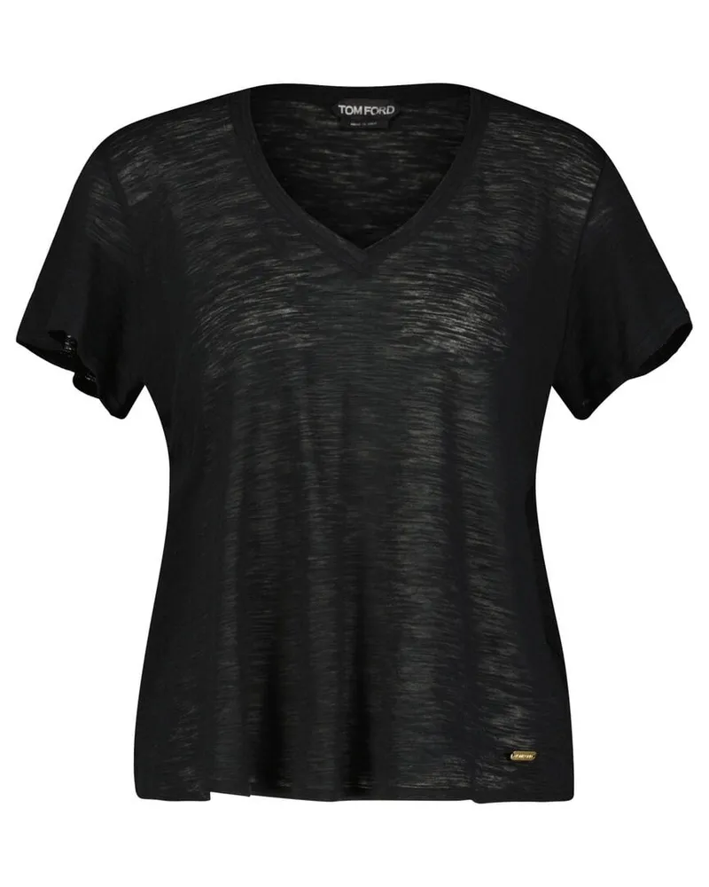 Tom Ford Damen T-Shirt aus Slub-Jersey Schwarz