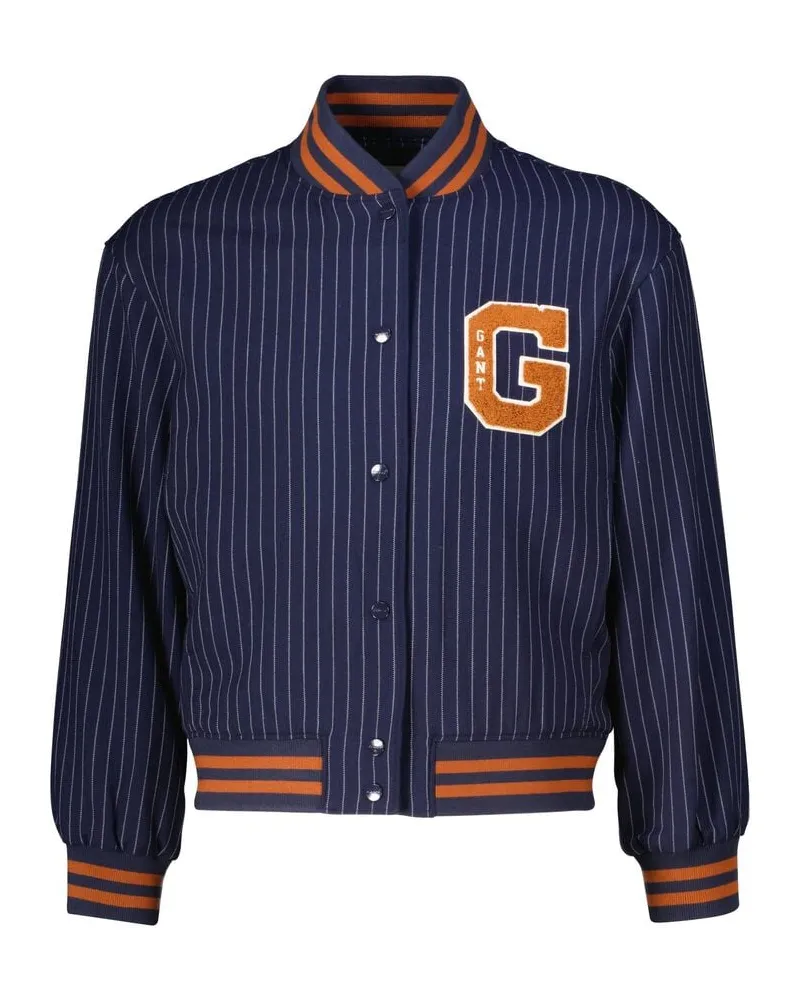 Gant Damen Blouson Wolle PINSTRIPE VARSITY JACKET Relaxed Fit Marine