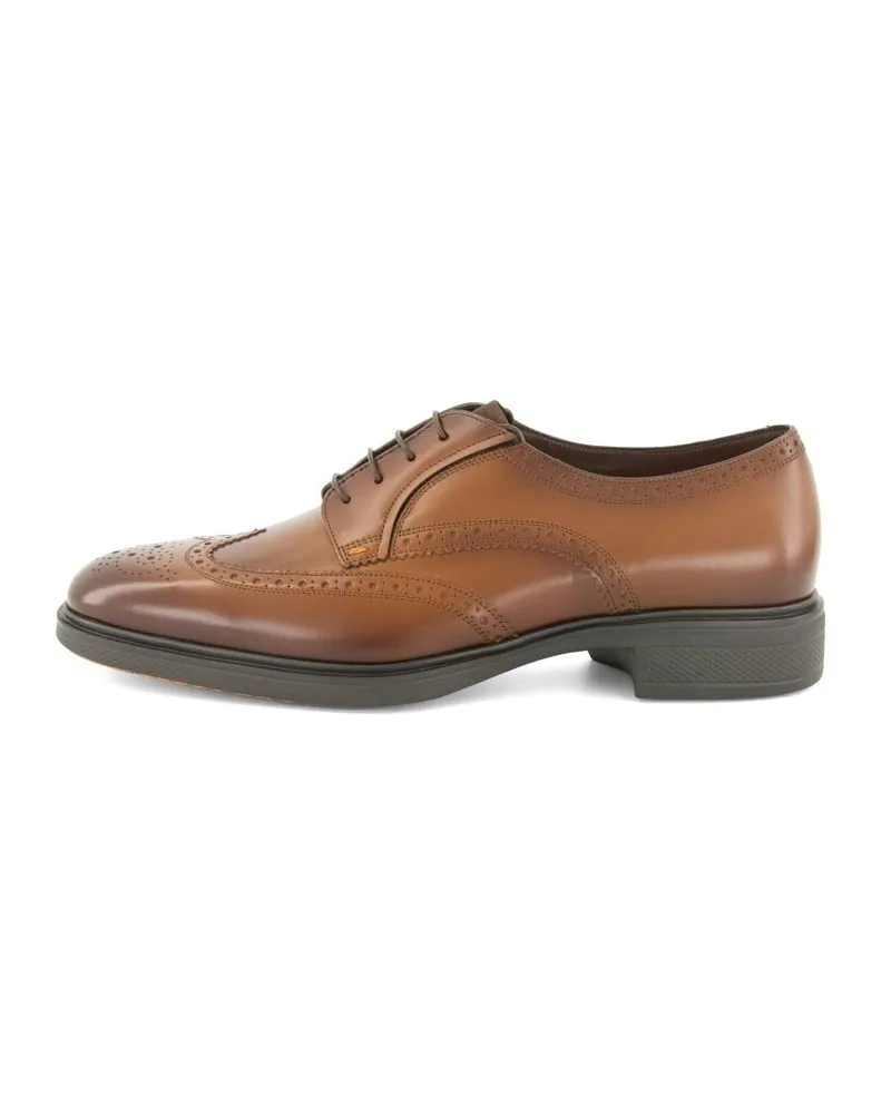 Santoni Herren Derby-Schuhe aus Leder Cognac