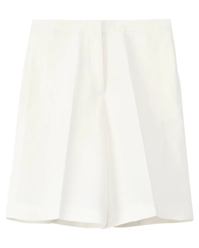 Fabiana Filippi Damen Bermuda aus Viskose-Leinen-Mix Wide Fit Weiss