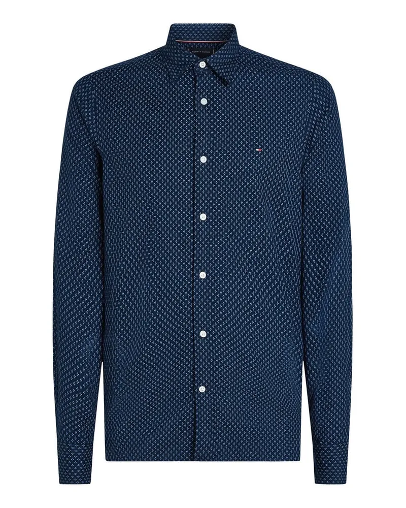 Tommy Hilfiger Herren Hemd BRUSHED PRINT SF SHIRT Slim Fit Blau