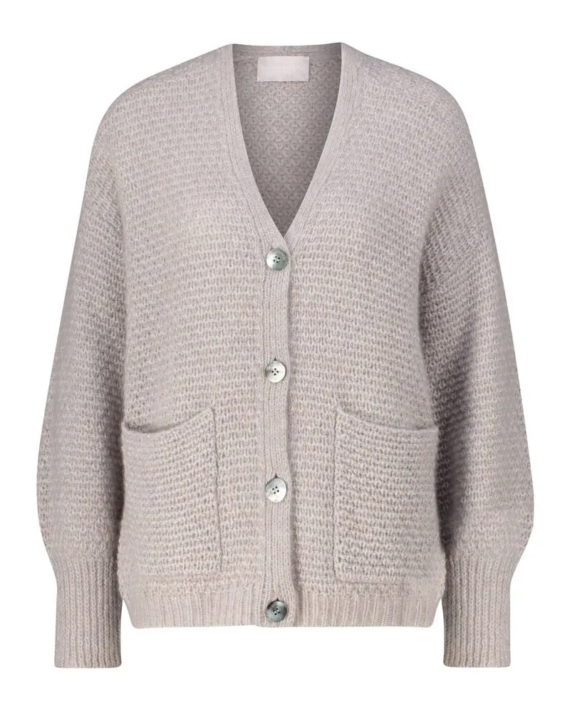 hemisphere Damen Strickjacke aus Kaschmir und Baumwolle Grau