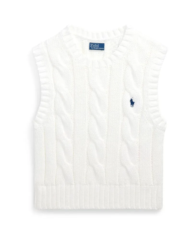 Ralph Lauren Damen Baumwollpullunder mit Zopfstrickmuster Blau