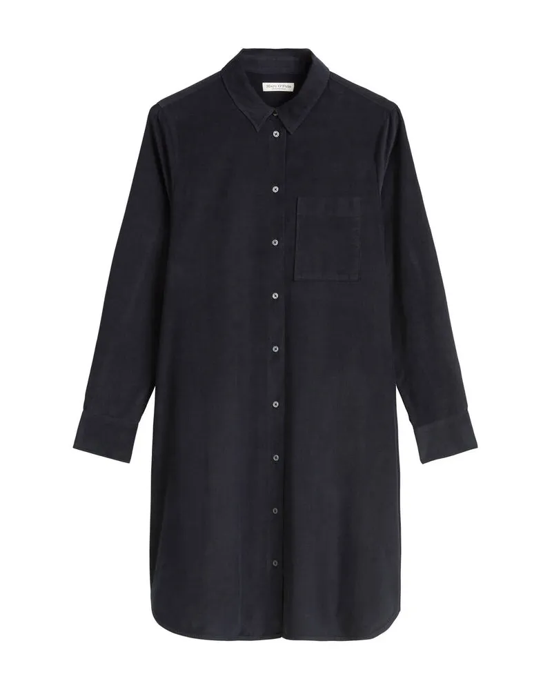 Marc O'Polo Damen Hemdblusenkleid aus Baumwolle und Lyocell Marine
