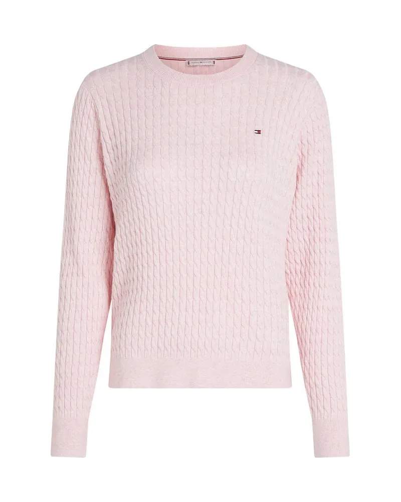 Tommy Hilfiger Damen Strickpullover aus Baumwolle mit Zopfmuster Regular Fit Melone