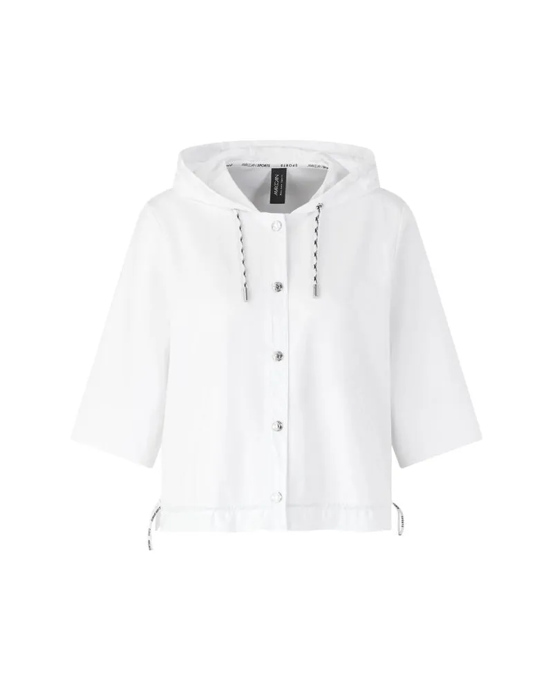 Marc Cain Damen Kapuzenjacke aus Baumwoll-Modal-Mix Weiss