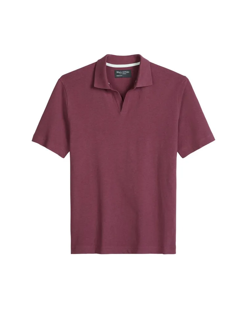Marc O'Polo Herren Poloshirt aus Baumwoll-Leinen-Mix Beere