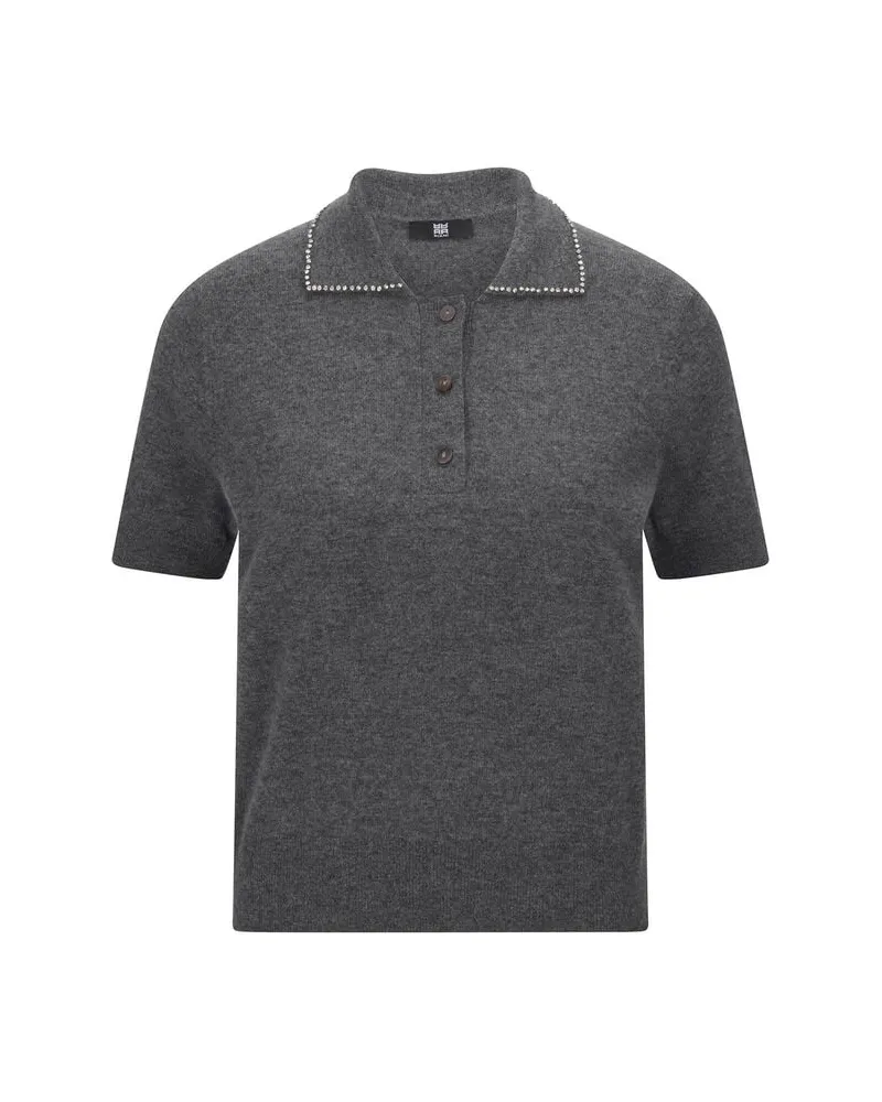 Riani Damen Strick-Polo aus Wolle und Kaschmir Grau