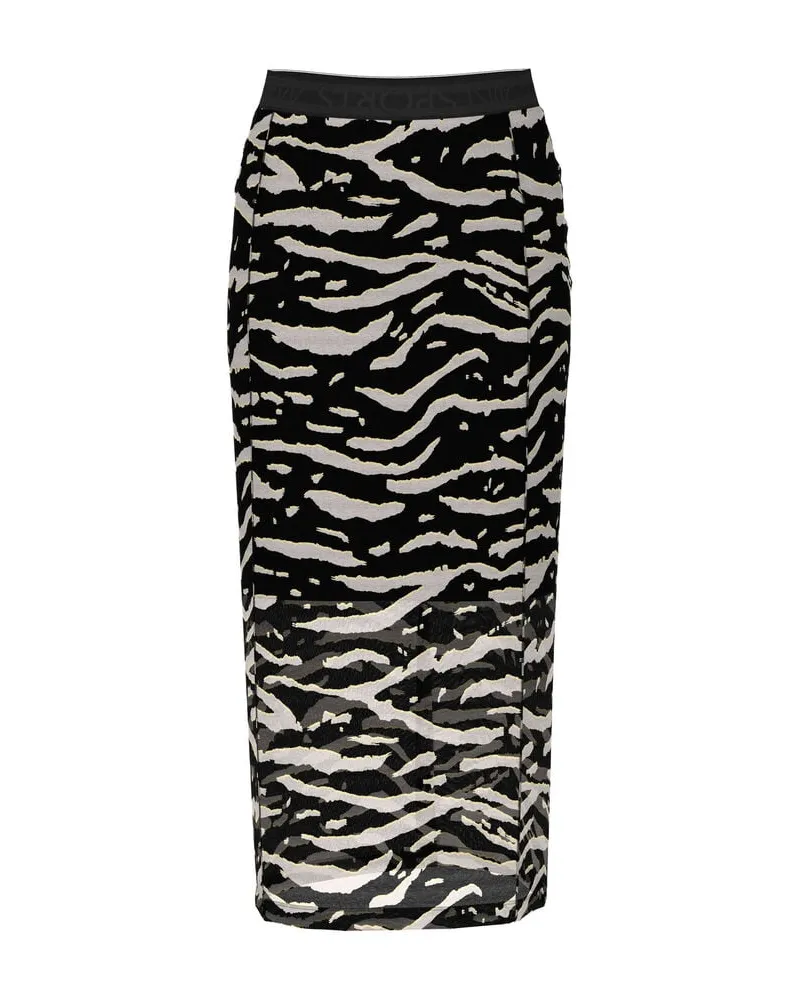 Marc Cain Damen Midirock mit Animal Print Schwarz