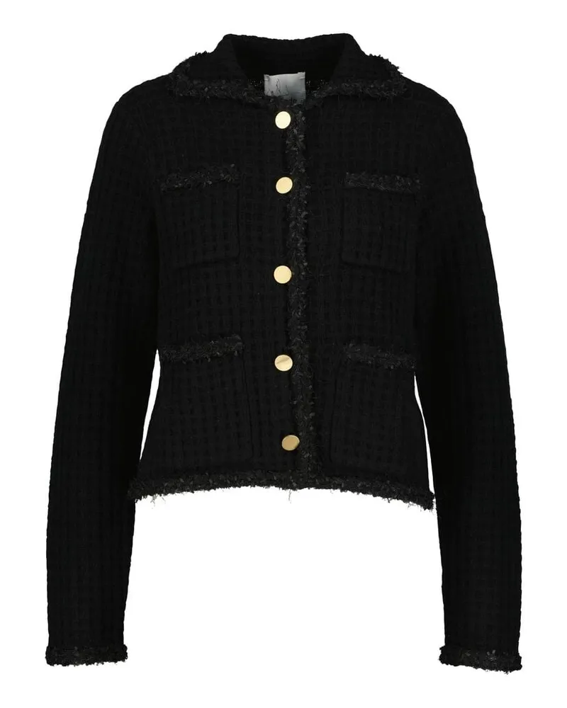 ALLUDE Damen Stickjacke aus Wolle und Kaschmir Schwarz