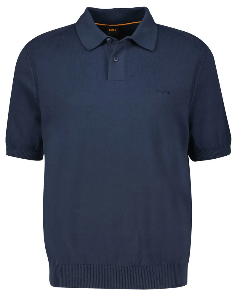 HUGO BOSS Herren Strickpolo ASAC_P Kurzarm Navy
