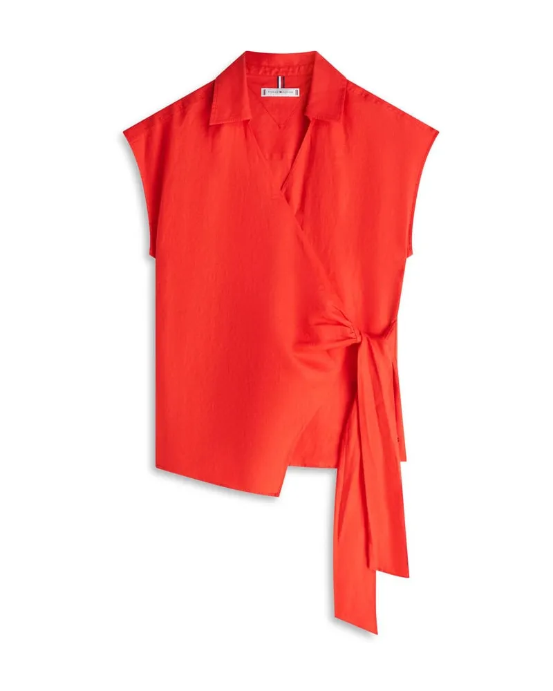 Tommy Hilfiger Damen Wickelbluse Rot