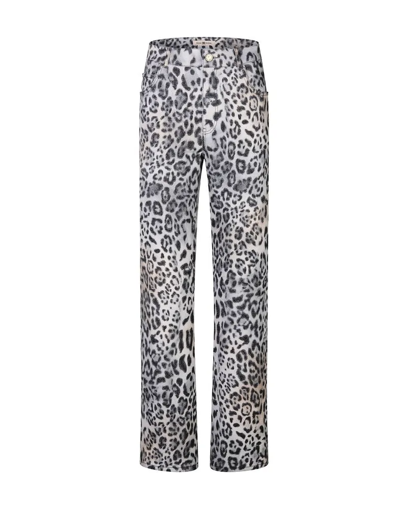 Riani Damen Hose mit Leo-Print Bleu