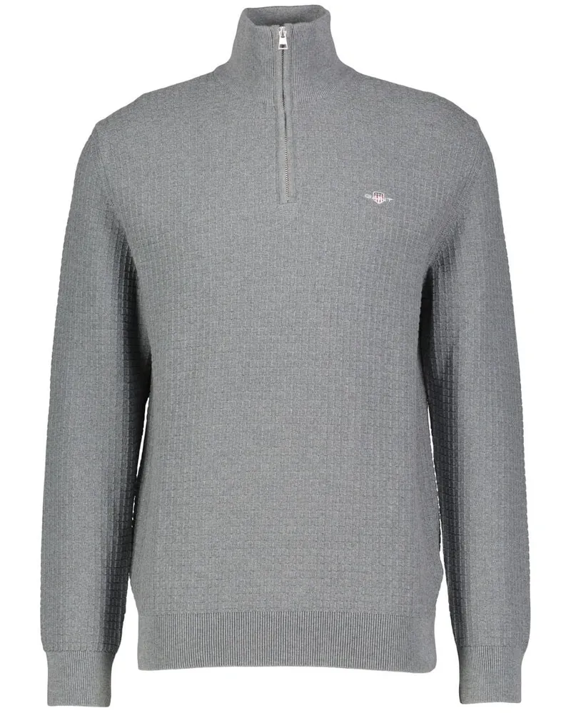 Gant Herren Troyer aus Bio-Baumwolle COTTON TEXTURED HALF ZIP Anthrazit