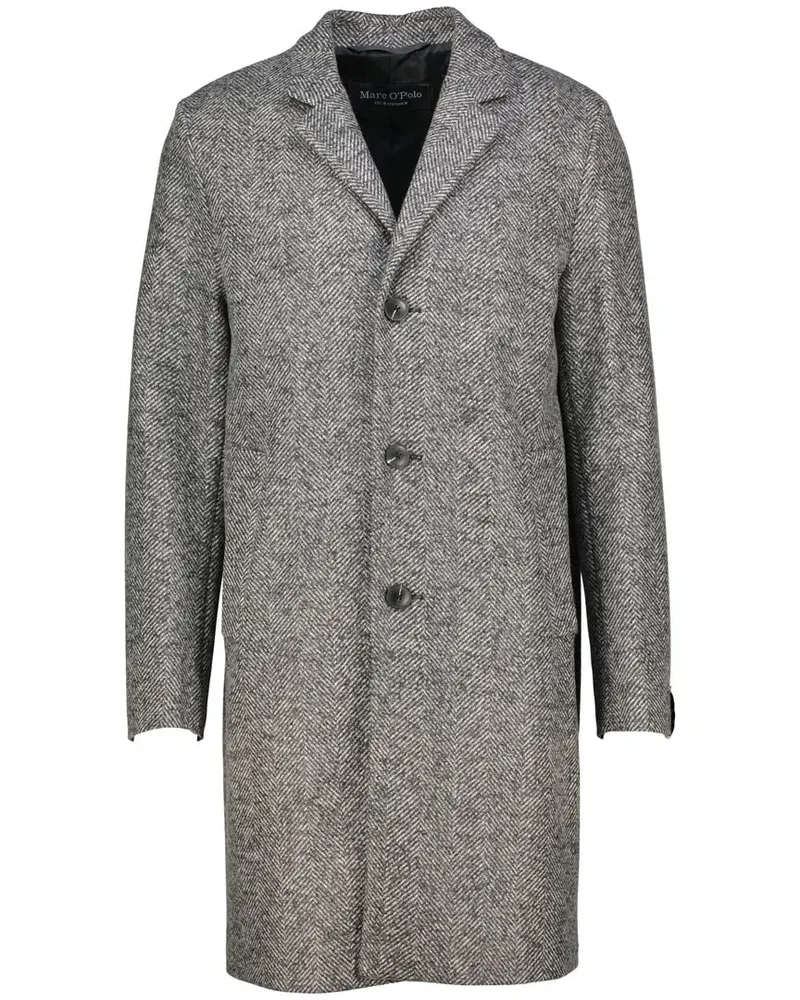 Marc O'Polo Herren Mantel im Herringbone-Muster Schwarz