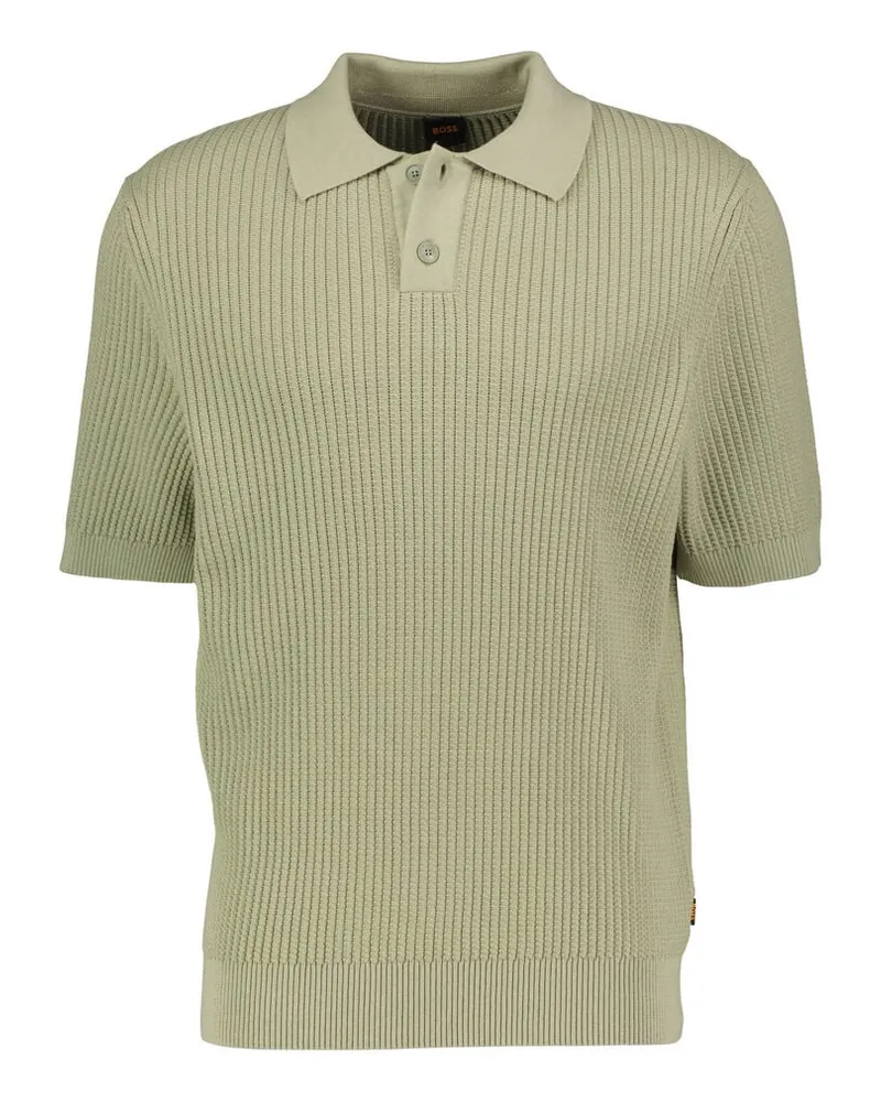 HUGO BOSS Herren Strick-Poloshirt aus Baumwoll-Mix AKOPPO Khaki