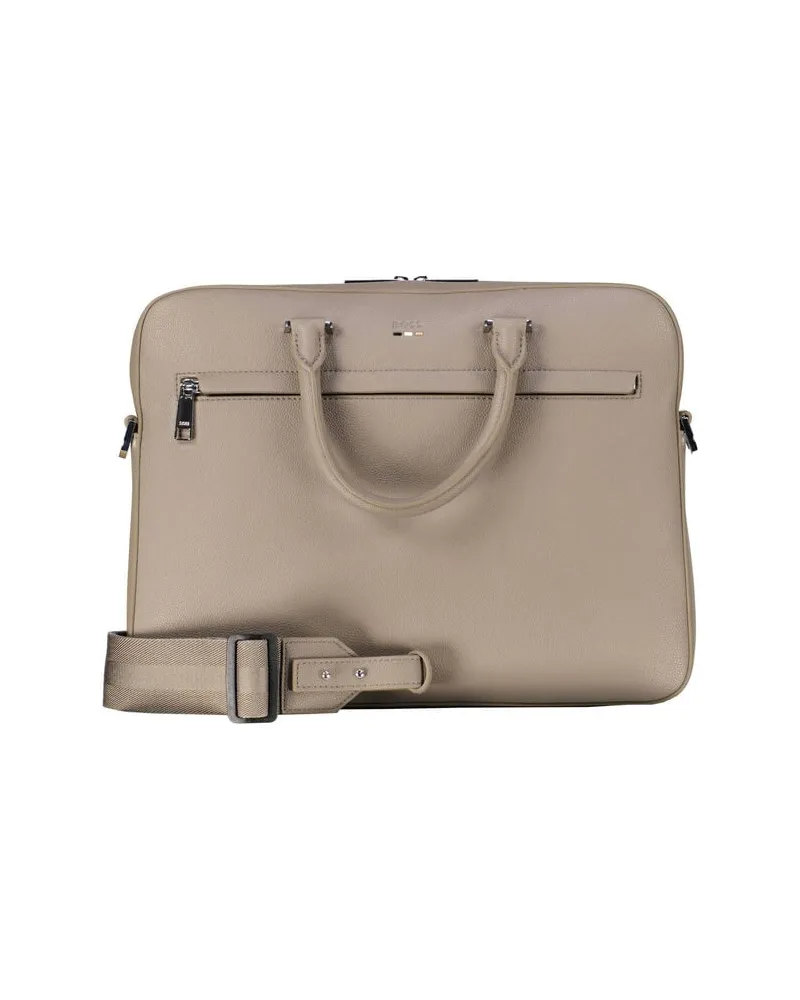 HUGO BOSS Herren Aktentasche aus genarbtem Kunstleder RAY_S Khaki