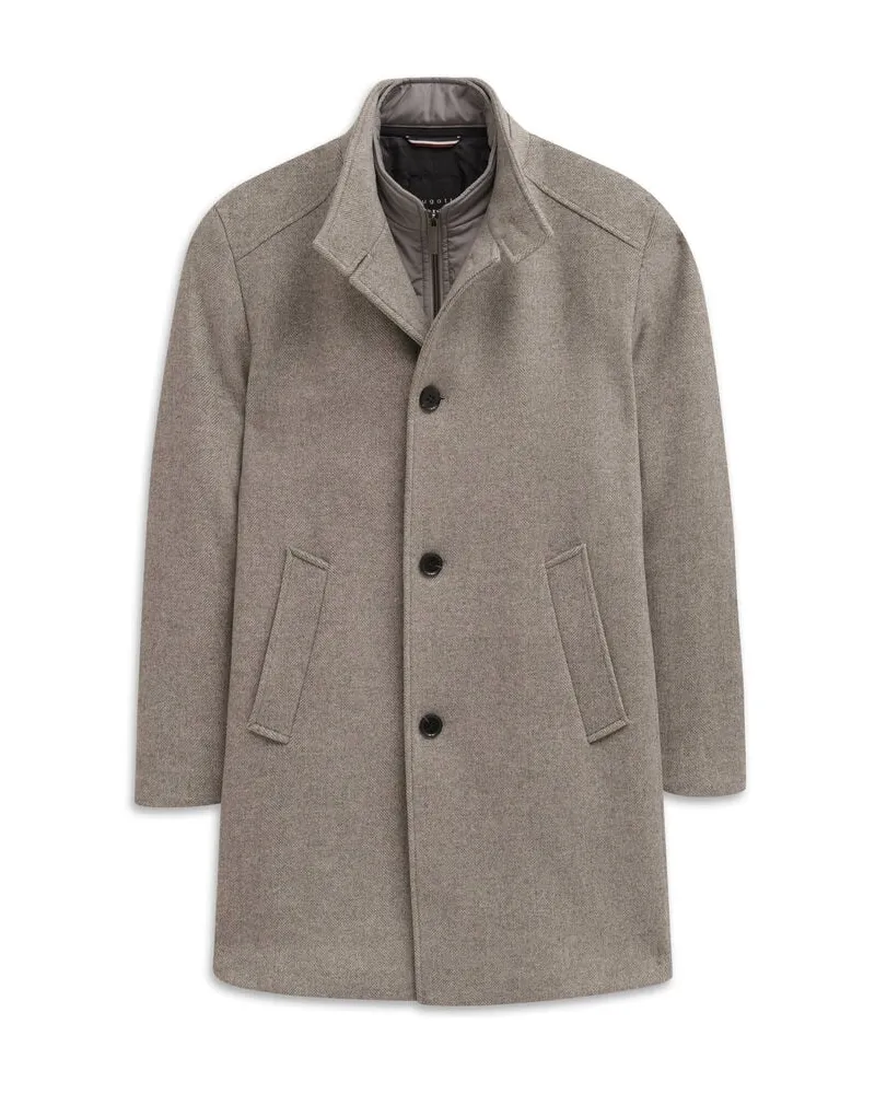 Bugatti Herren Mantel Regular Fit aus Wolle Grau