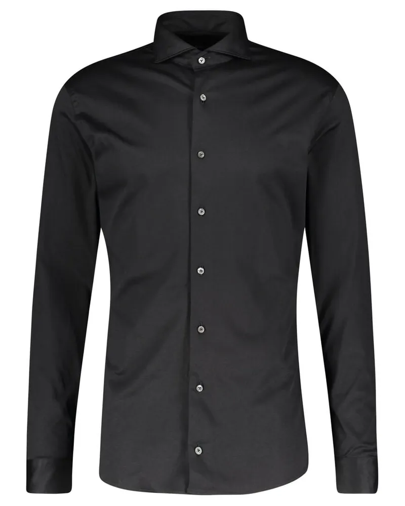 van Laack Herren Hemd Slim Fit Langarm Schwarz