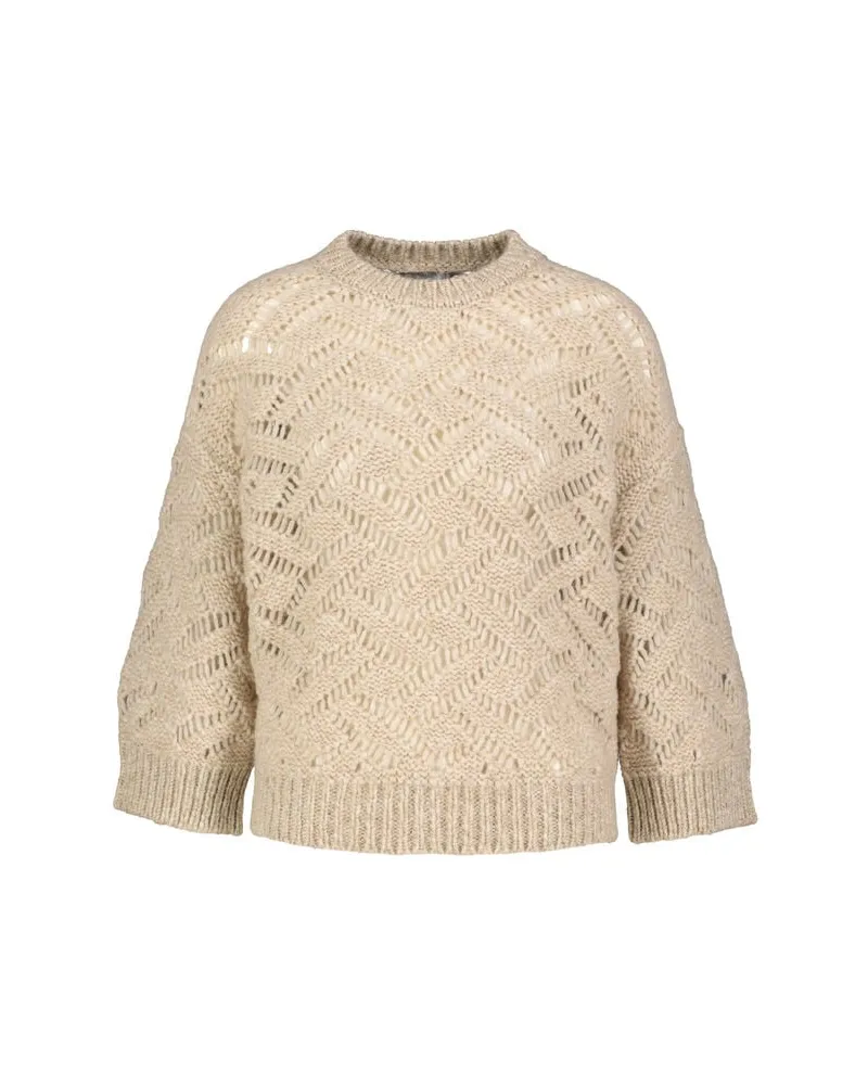 Peserico Damen Strickpullover mit Alpaka und Wolle Sand