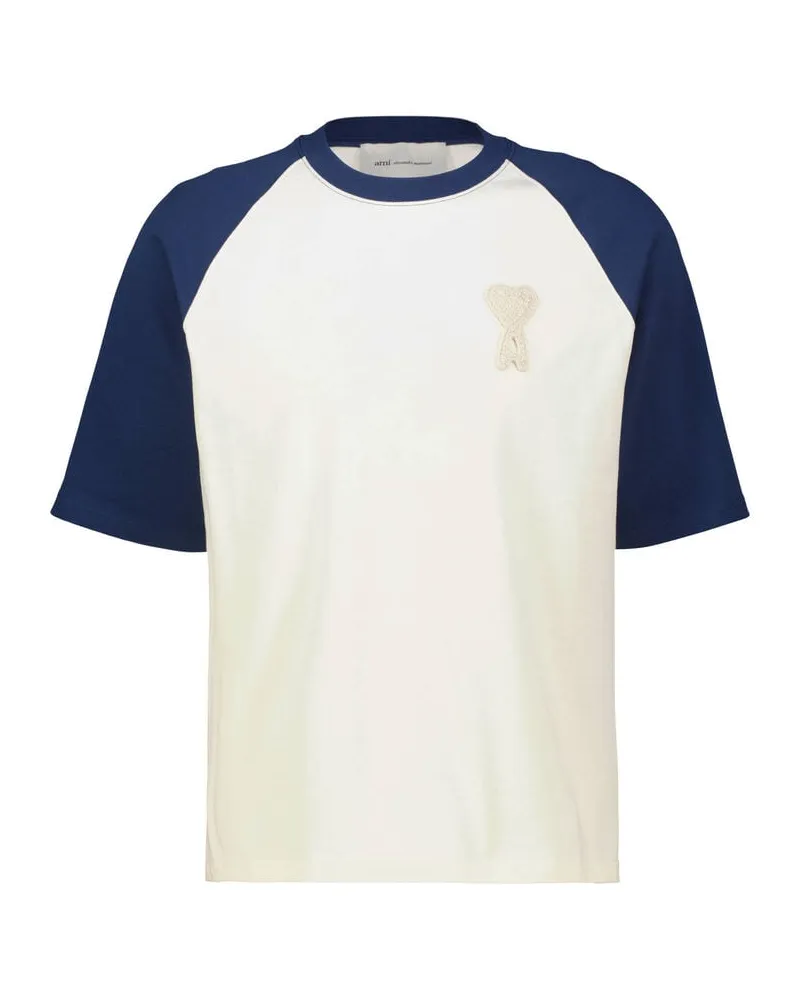 AMI Paris T-Shirt aus Baumwolle Boxy Fit Creme