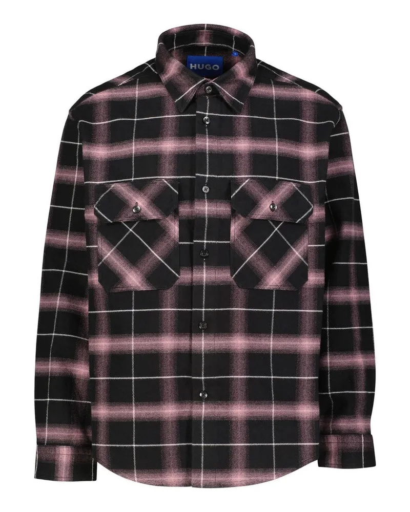 HUGO BOSS Herren Flanell-Hemd EBOLT Pink