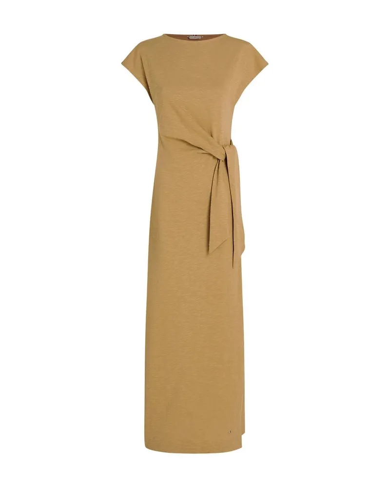 Tommy Hilfiger Damen Maxikleid mit Knotendetail Camel