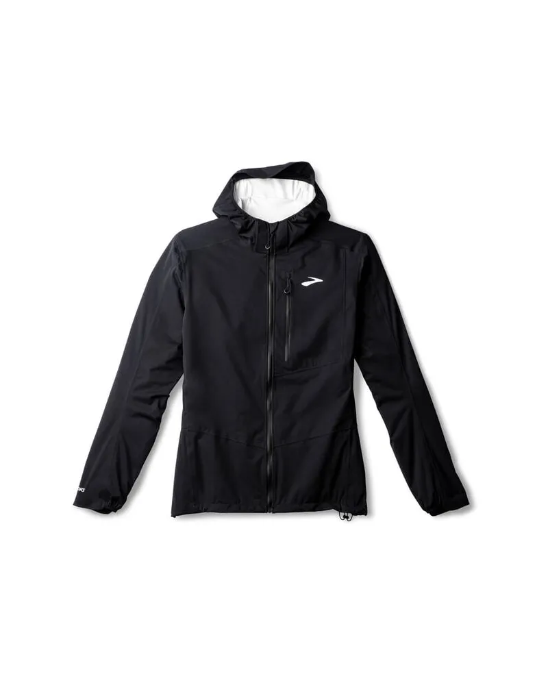 Brooks Herren Laufjacke mit Kapuze HIGH POINT WATERPFOOF JACKET Schwarz