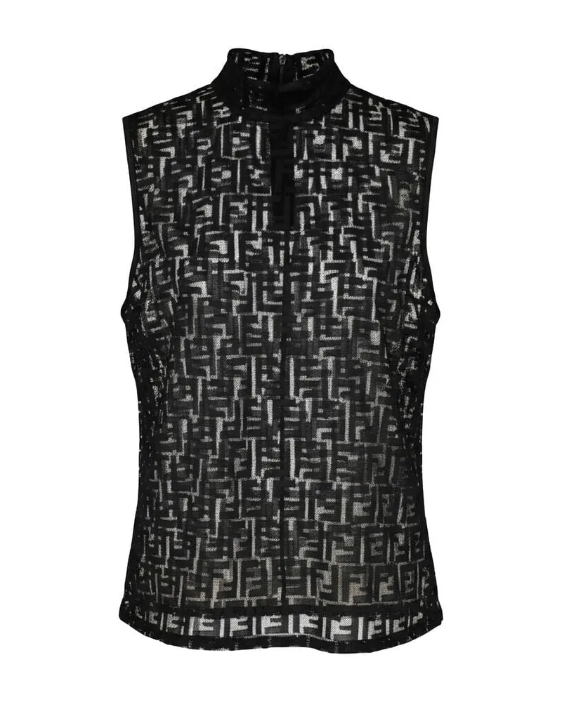 Fendi Damen Top mit FF-Monogramm Schwarz