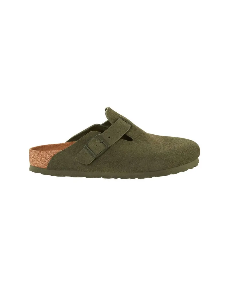 Birkenstock Pantoletten aus Veloursleder BOSTON THYME Khaki