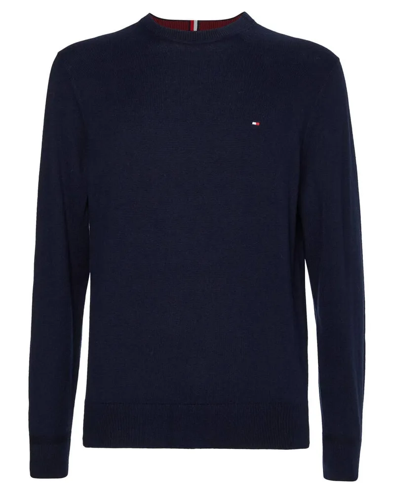 Tommy Hilfiger Herren Strickpullover Rundhals Baumwolle/Kaschmir Regular Fit Marine