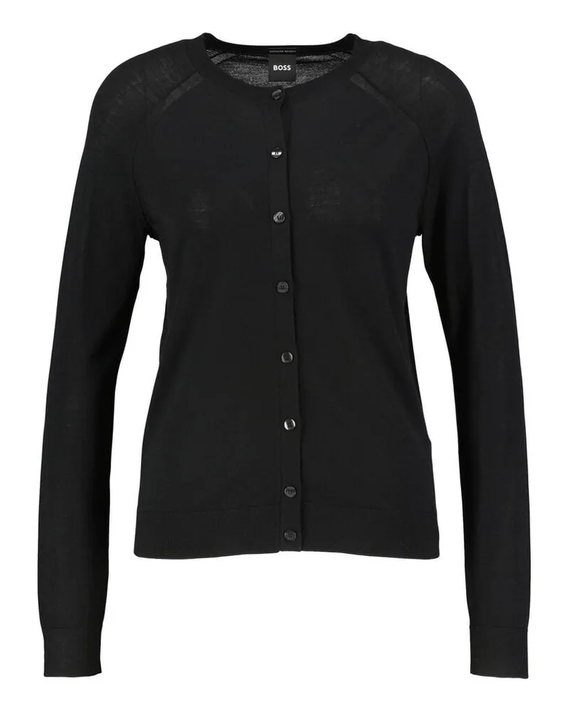 HUGO BOSS Damen Feinstrickjacke aus Merinowolle FONAMI Schwarz