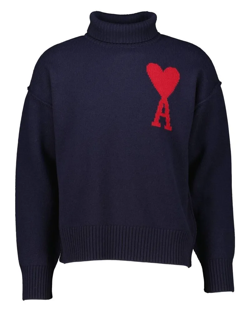 AMI Paris Strickpullover aus Wolle AMI DE COEUR Classic Fit Marine