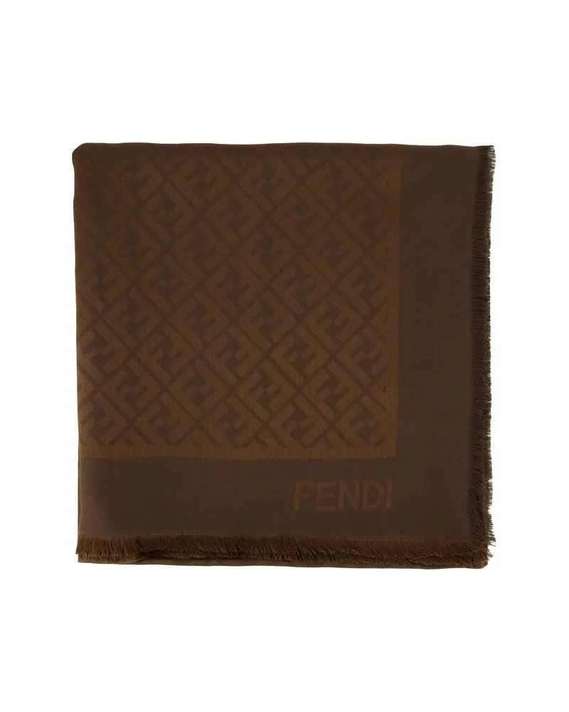 Fendi Damen Tuch SCIALLE FF GOTS aus Wolle und Seide Braun