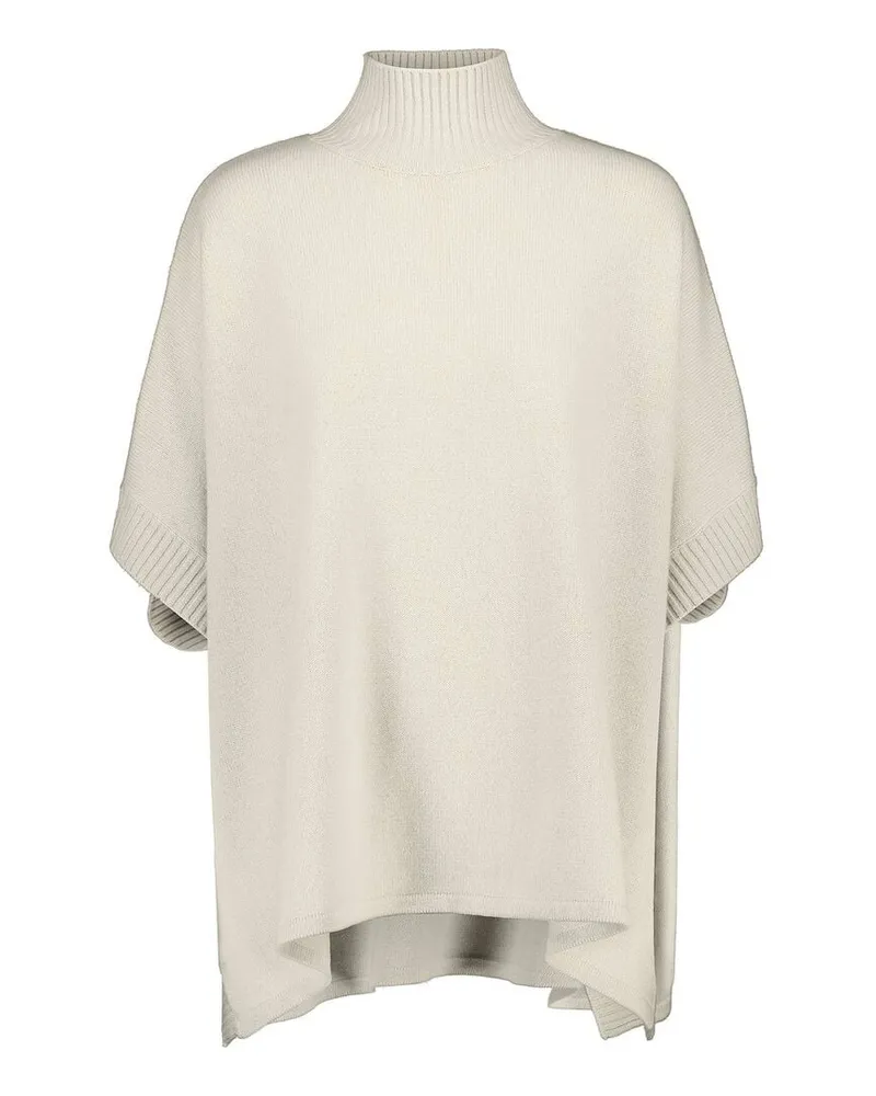 ALLUDE Damen Poncho aus Wolle-Kaschmirmix Weiss