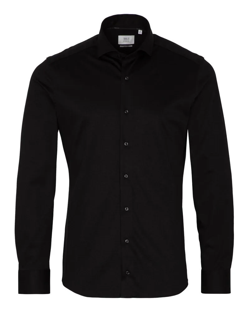Eterna Herren Hemd Slim Fit Langarm Schwarz