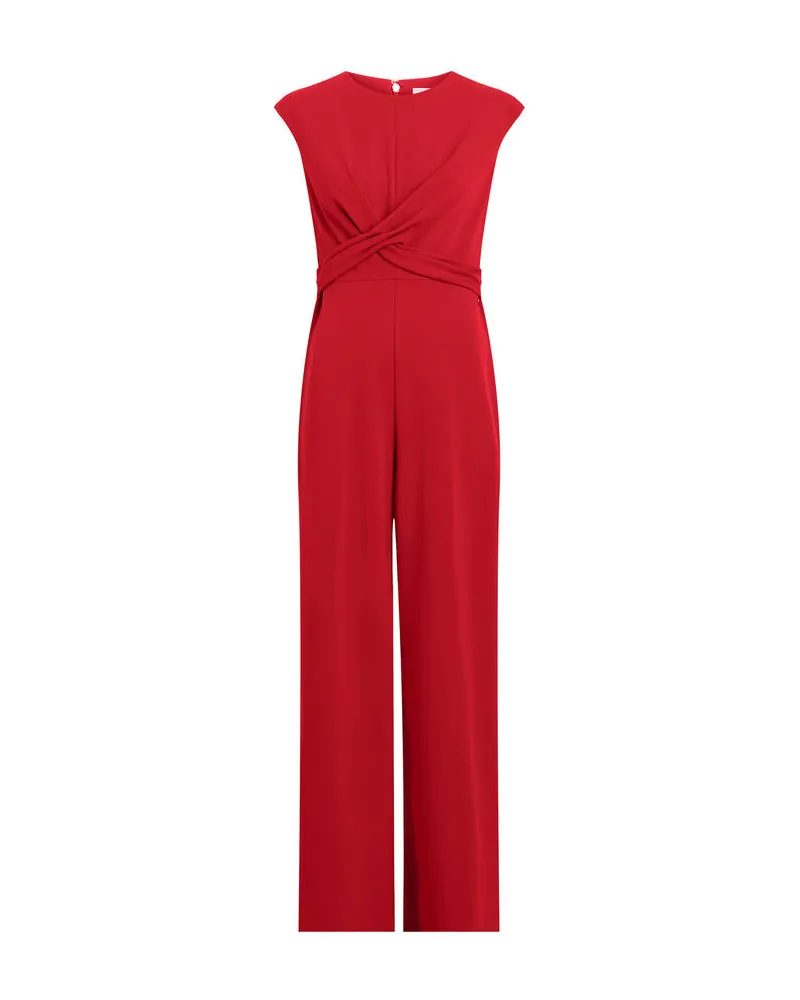Calvin Klein Damen Overall SCUBA CREPE TWIST FRONT JUMPSUIT Rot