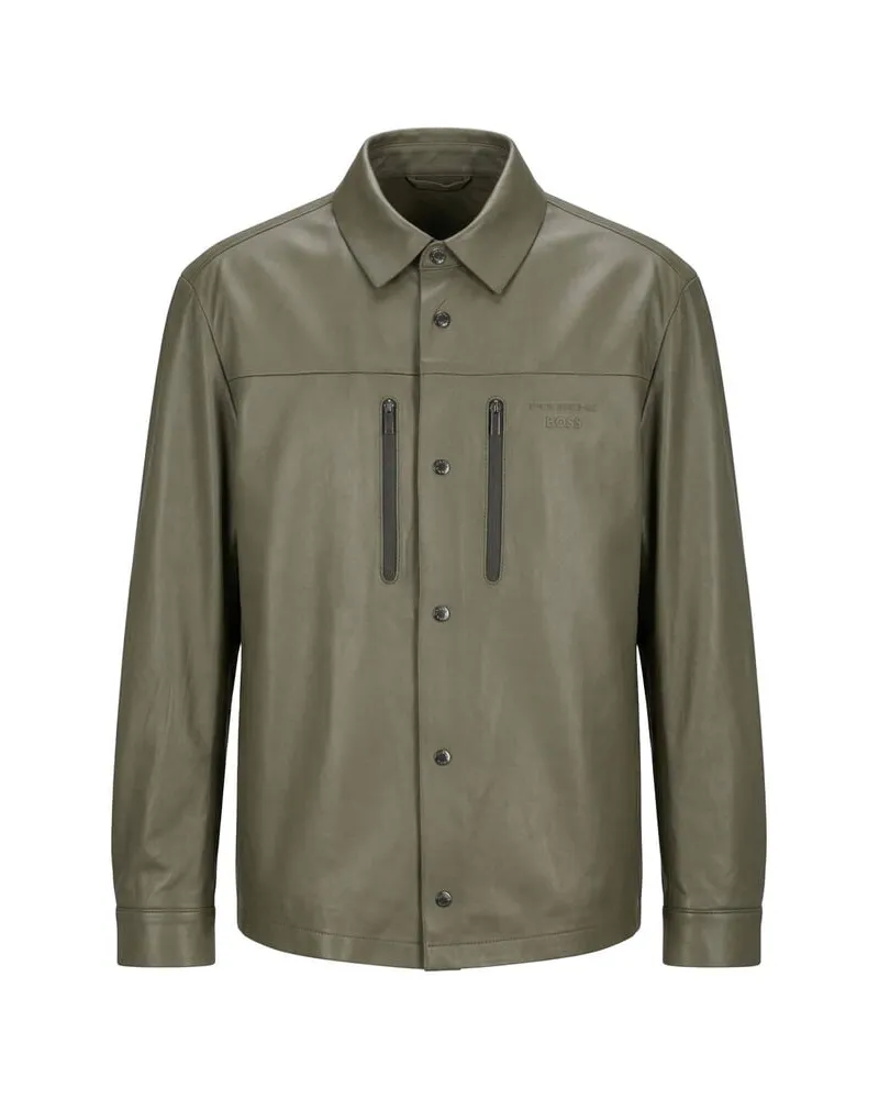 HUGO BOSS Herren Lederjacke LH_PS SPIRIT70 Oliv
