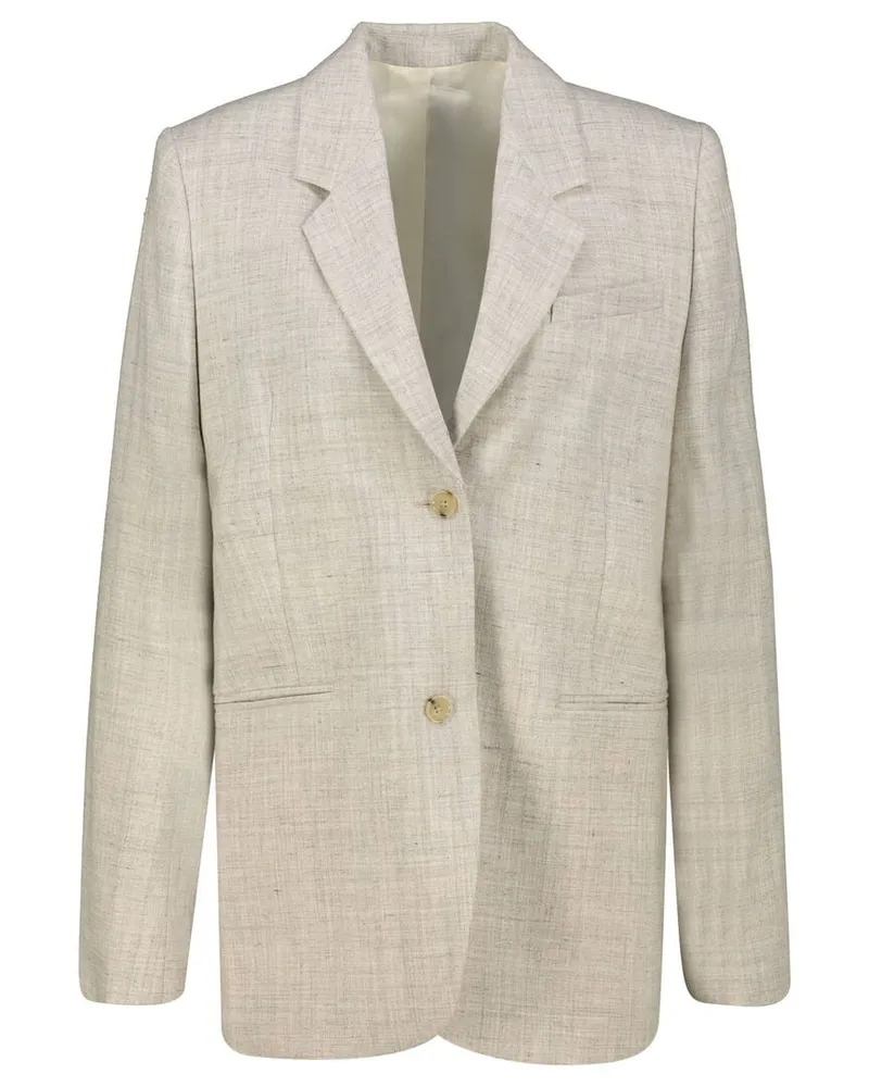 Totême Damen Blazer mit Leinen TAILORED SUIT JACKET Regular Fit Beige