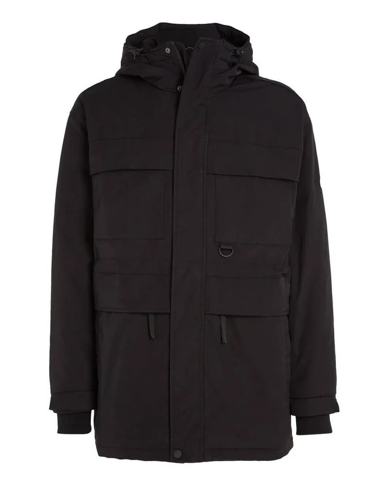Tommy Hilfiger Herren Jacke mit Kapuze TJM TECH PARKA wattiert Schwarz
