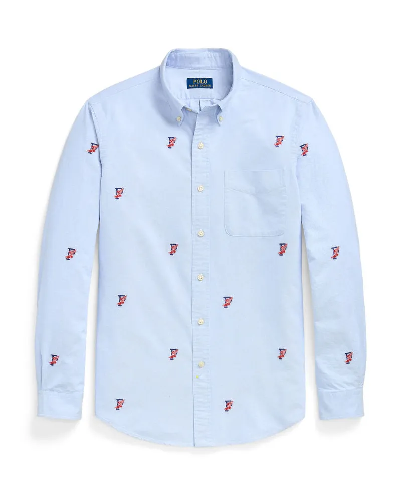 Ralph Lauren Herren Hemd Classic Fit Langarm Blau