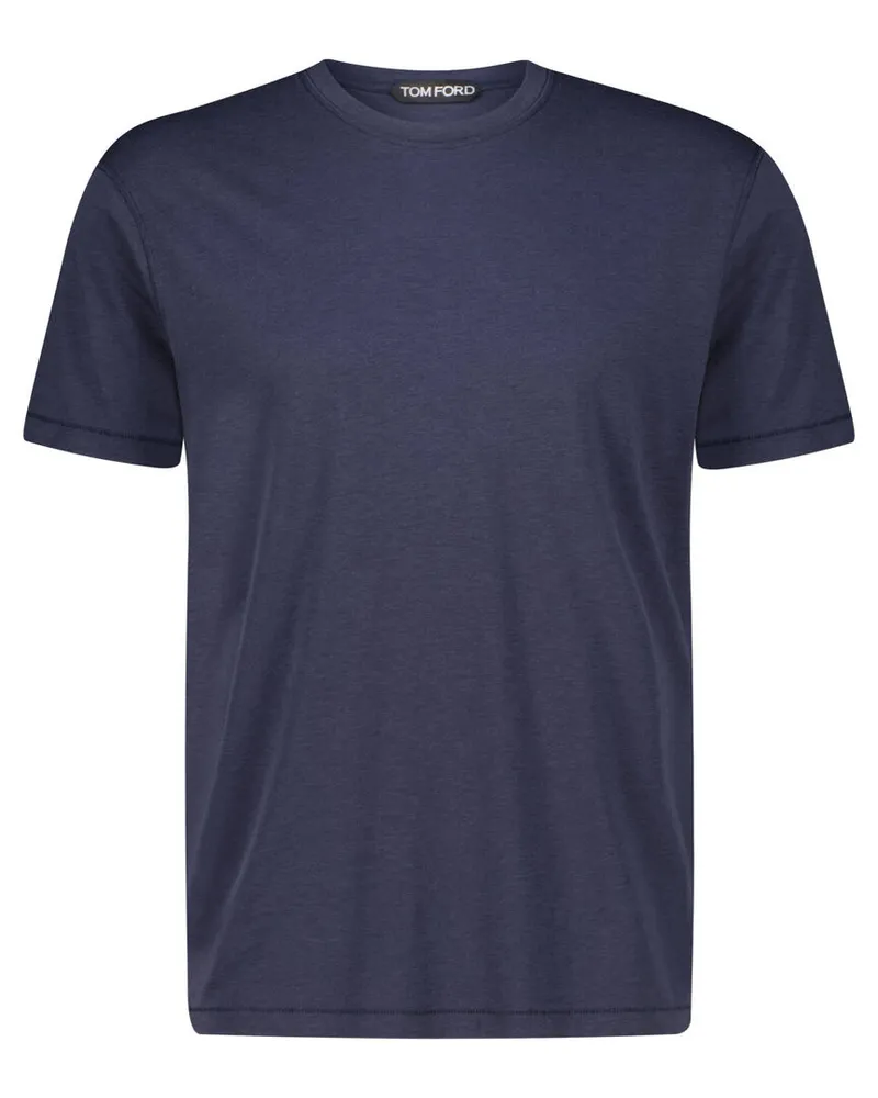 Tom Ford Herren T-Shirt aus Lyocell und Baumwolle Navy