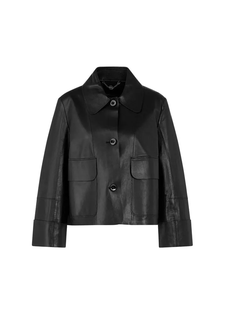 Marc Cain Damen Lederjacke mit weitem Arm Schwarz