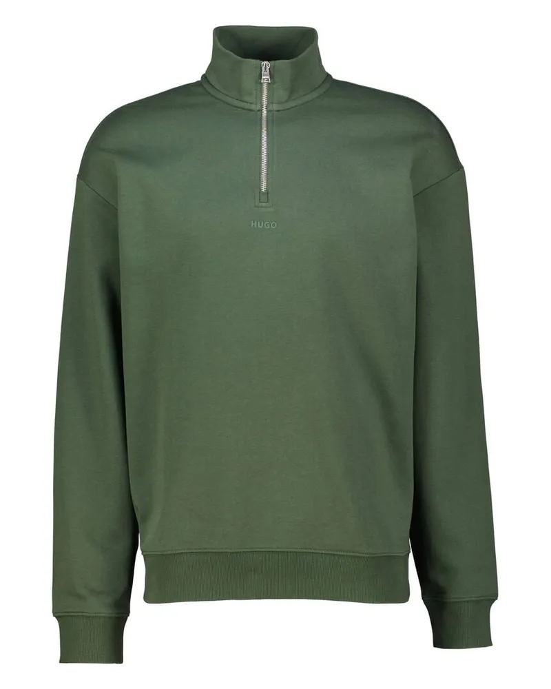 HUGO BOSS Herren Sweatshirt mit Troyerkragen DURTY244 Relaxed Fit Dunkelgrün
