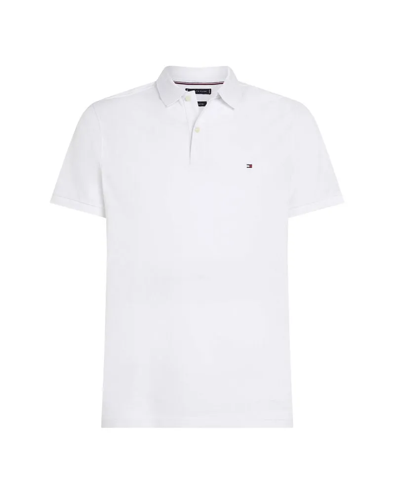 Tommy Hilfiger Herren Poloshirt mit Leinen LINEN REG POLO Weiss